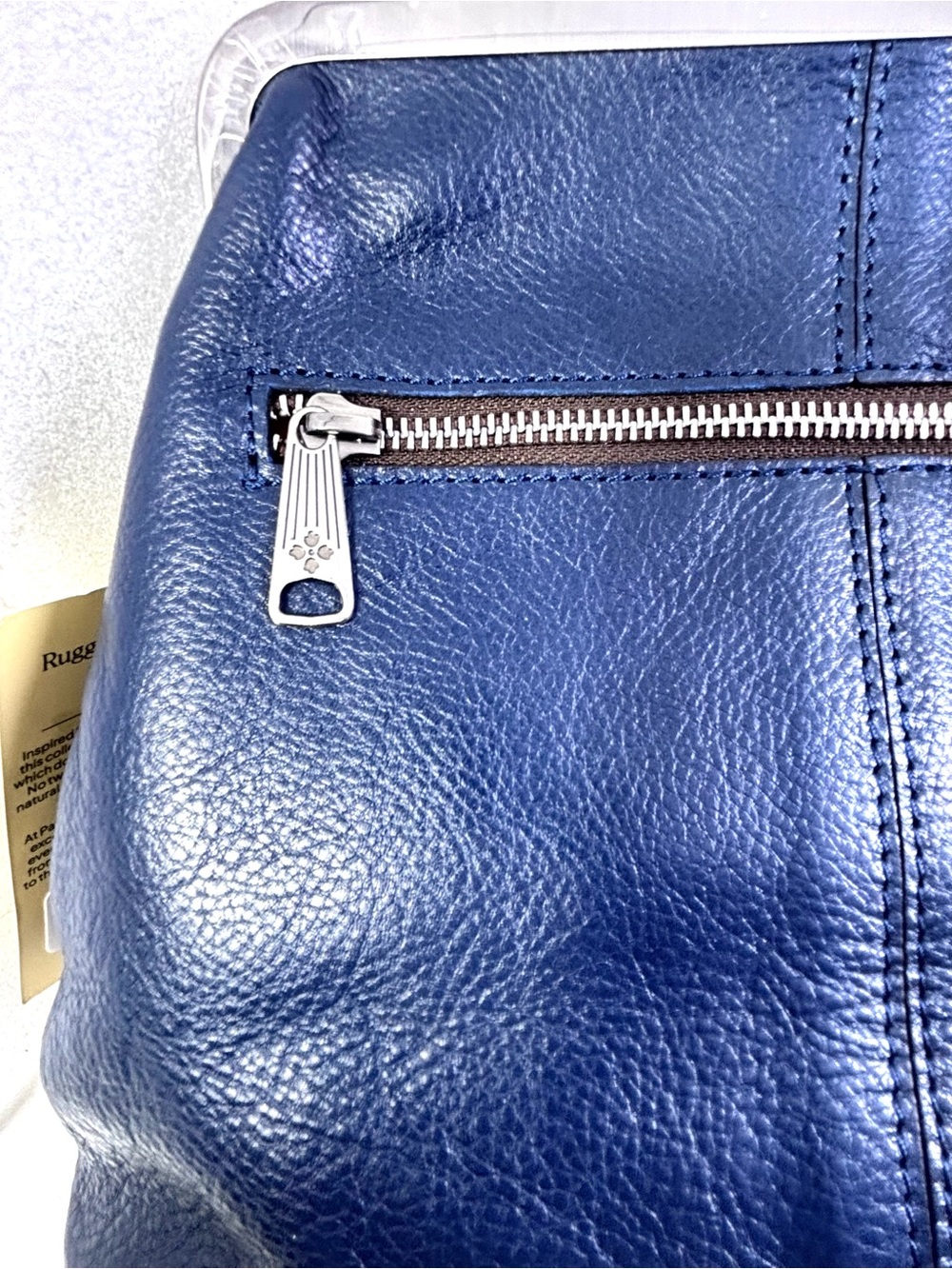 Patricia Nash Sofia Frame C/B. Rugged Natural Grain Leather. Denim Blue. - Picture 9 of 17